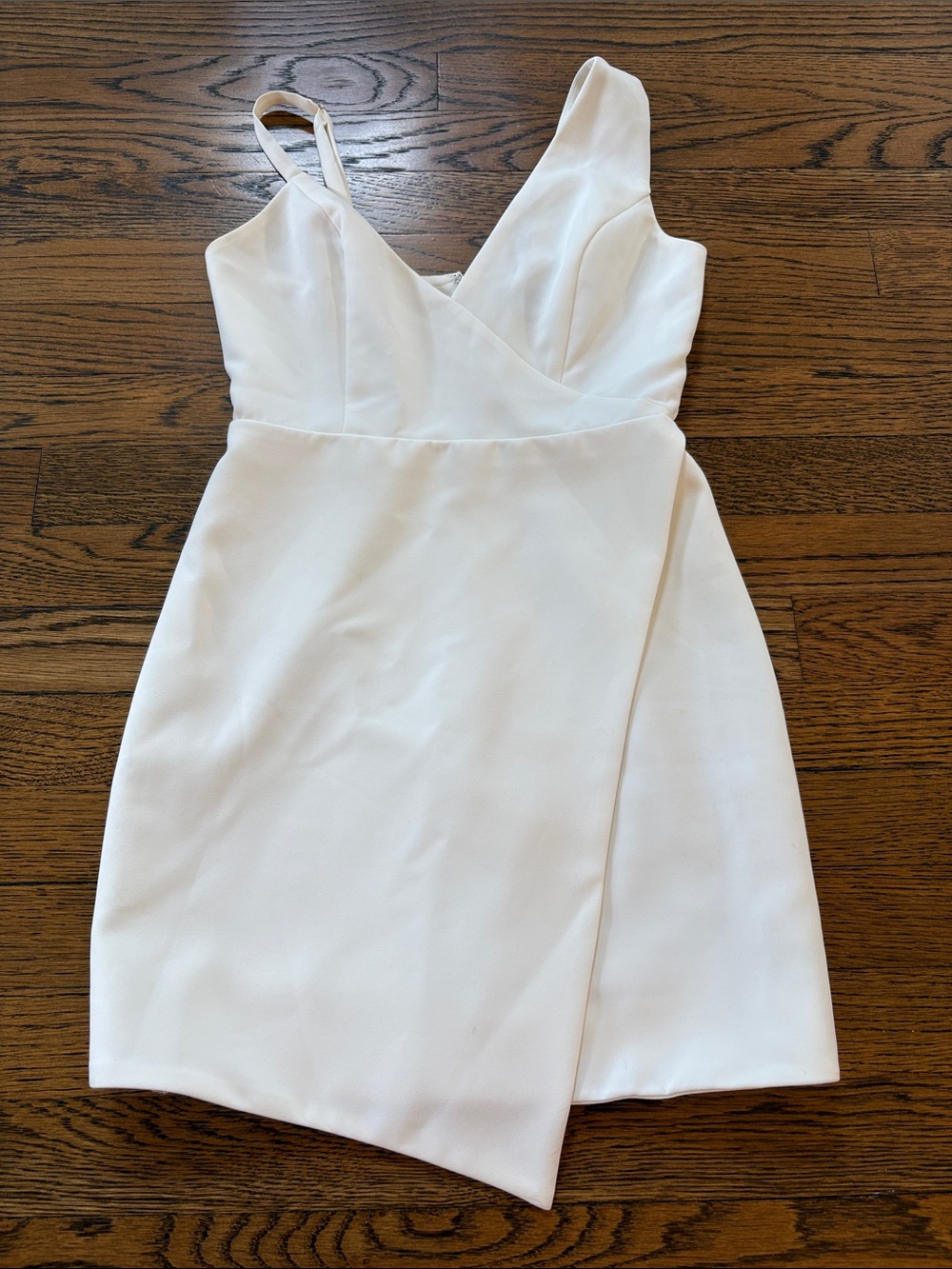 NBD REVOLVE Sleeveless White V-Neck Wrap Mini Dress, asymmetrical, xxs,
